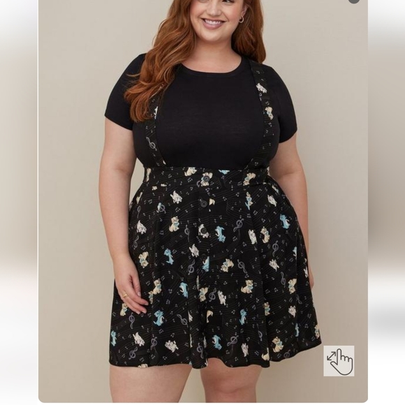 TORRID DISNEY THE ARISTOCATS MINI SKIRTALL - CHALLIS BLACK size 1X NWT - Picture 3 of 8